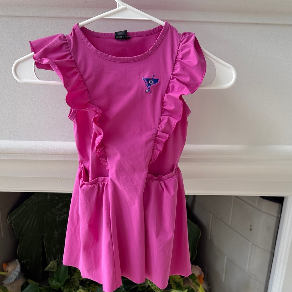 Golf and tennis dress little girls Greyson Bright Pink Ruffle Sundress